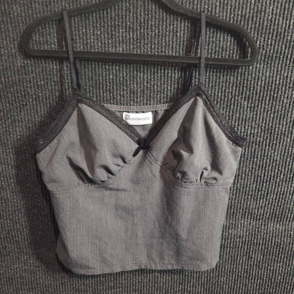 Lace Trim Bustier Cami Top Gray Heather Size XL Y2K Coquette Fairycore Babydoll